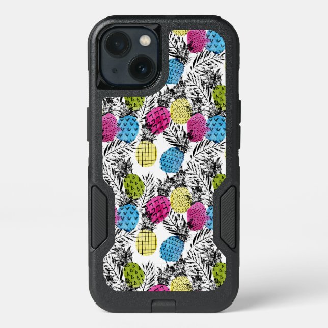 Pop Art Pineapples And Palm Leaves Otterbox iPhone Case (Back)