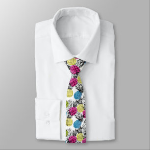 Pop Art Pineapples And Palm Leaves Tie