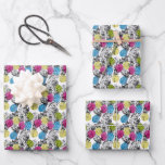 Pop Art Pineapples And Palm Leaves Wrapping Paper Sheets