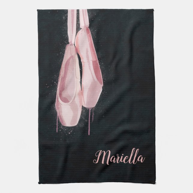 Pop Art Pink Ballet Shoes Kitchen Towel (Vertical)