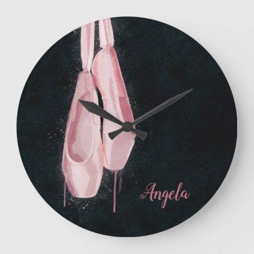 Pop Art Pink Ballet Shoes Large Clock