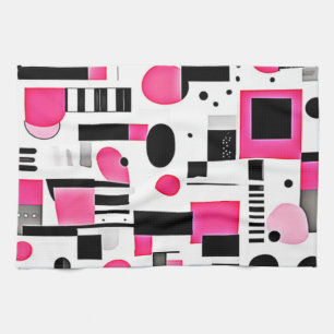 Pop Art Pink Geometry Design Kitchen Towel