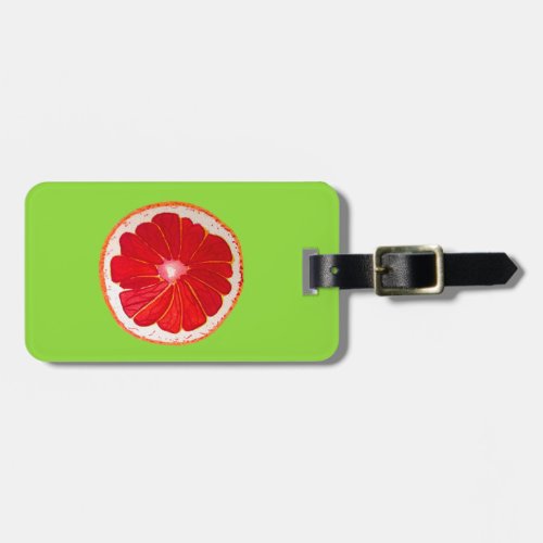 Pop art pink grapefruit original watercolour luggage tag