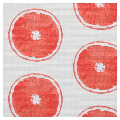 Pop Art Pink Grapefruit Slices - white background Fabric