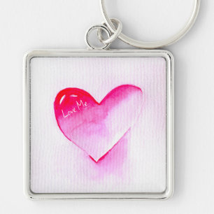 Pop art pink heart valentine keychain