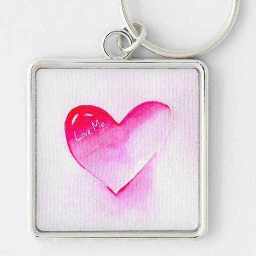 Pop art pink heart valentine keychain