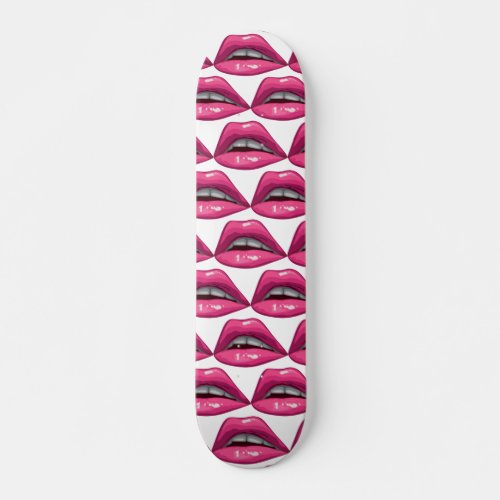 Pop Art Pink Lips Makeup Skateboard Deck