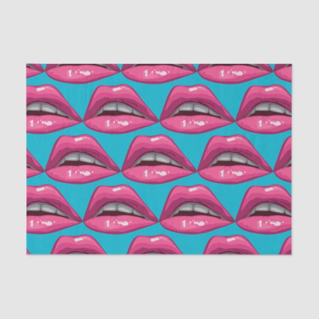 Pop Art Pink Lips Makeup Tissue Paper (Front)