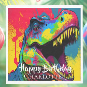  Pop Art Pink T- Rex Birthday Napkins
