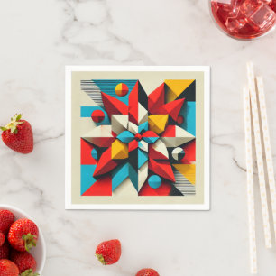 Pop Art Poinsettia Abstract Geometric Decoupage Napkins