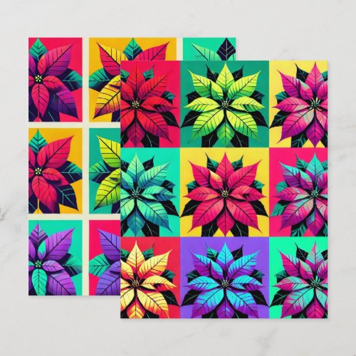 Pop Art Poinsettia Color Blocks Scrapbook Paper
