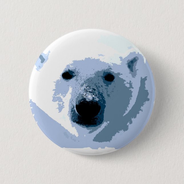 Pop Art Polar Bear Pinback Button (Front)