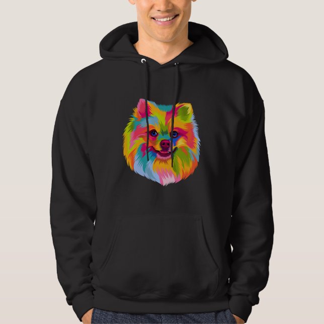 Pop Art Pomeranian Cute Doggie Men Women Paw Dog L Hoodie (Front)