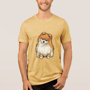 Pop Art Pomeranian Dog Comic Halftone Illustration Tri-Blend Shirt