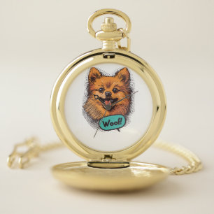 Pop Art Pomeranian � Retro Comic Dog Pocket Watch