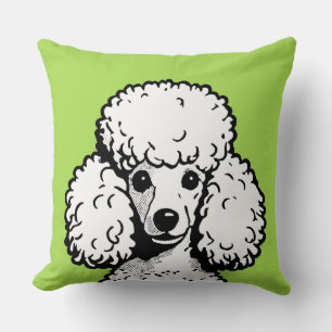 Pop Art Poodle Atomic Green & White Chic Aesthetic Throw Pillow