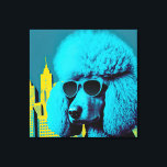 Pop Art Poodle in the City Canvas Print<br><div class="desc">Step into the cool world of pop art with our vibrant canvas print featuring a stylish poodle in the city. With its playful design and bold colors in shades of blue and yellow, this artwork captures the energy and excitement of urban life with a touch of whimsy. Experience the joy...</div>