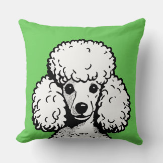 Pop Art Poodle Lime & White Chic Aesthetic Throw Pillow