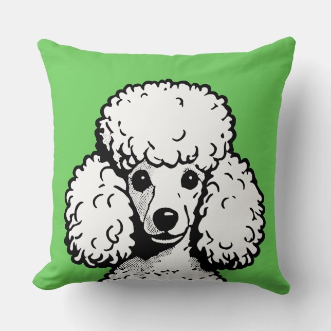 Pop Art Poodle Lime & White Chic Aesthetic Throw Pillow (Front)