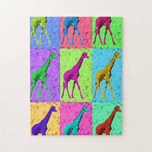 Pop Art Popart Walking Giraffe Multi-Color Jigsaw Puzzle (Vertical)