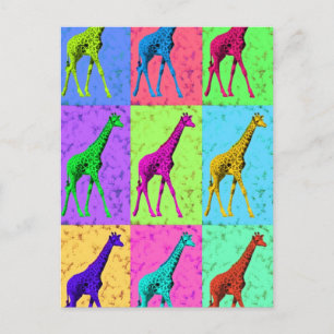 Pop Art Popart Walking Giraffe Multi-Color Postcard