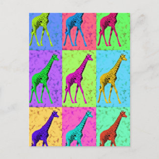 Pop Art Popart Walking Giraffe Multi-Color Postcard