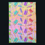 POP ART POPSICLES HAND TOWEL<br><div class="desc">POP ART POPSICLES
Rainbow popsicle ice cream art design in bright, rainbow colors by Pop Art Diva on a sherbet colored pastel background.</div>