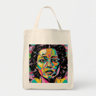 Pop Art Portrait Abstract Woman Face Tote Bag