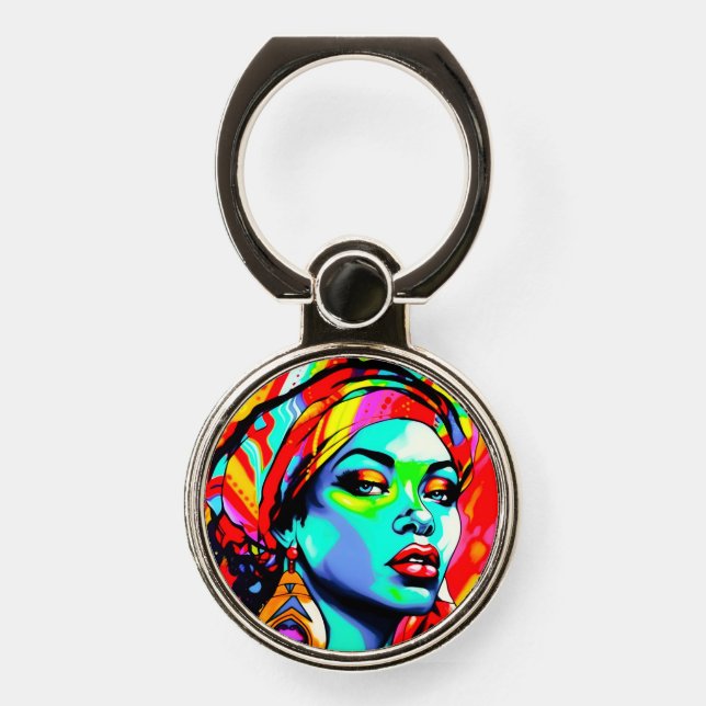 Pop Art Portrait  Phone Ring Stand (Front)