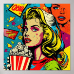 Pop Art Poster - All American Girl With PopCorn<br><div class="desc">Jazz up your space with this Pop Art - inspired poster.</div>
