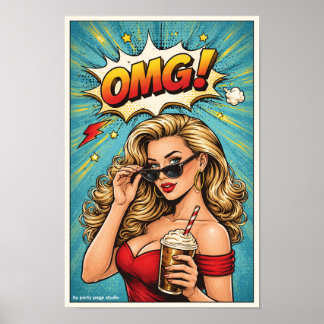Pop Art Poster "OMG!" - Glamour Woman Comic Wall D