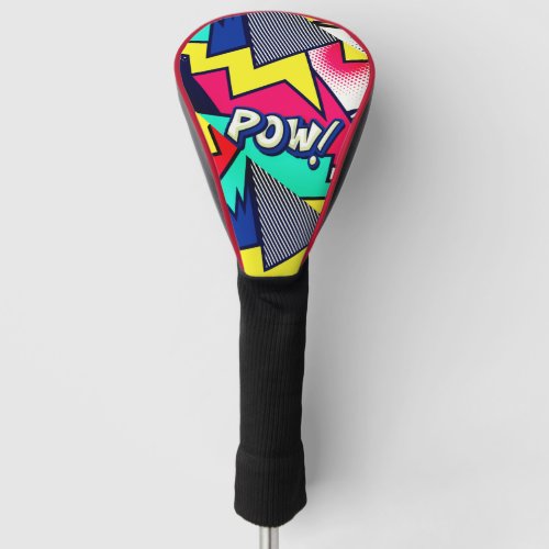 Pop Art Pow Pattern in Magenta Blue and Black Golf Head Cover