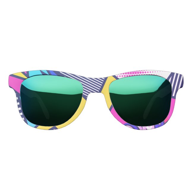 Pop Art Pow! Pattern in Magenta, Blue, and Black Sunglasses
