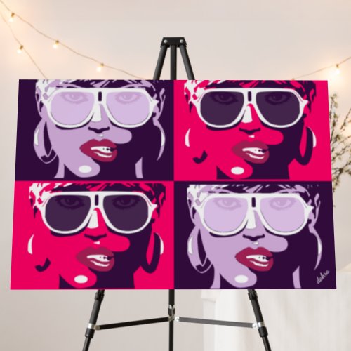 Pop Art Pretty Woman Sunglasses Pink Lipstick Foam Board