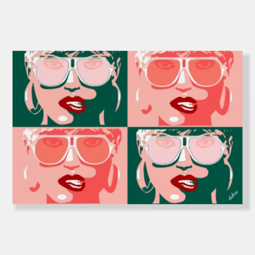 Pop Art Pretty Woman Sunglasses Red Lipstick Foam Board