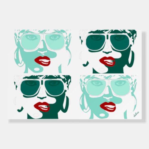 Pop Art Pretty Woman Sunglasses Red Lipstick Foam Board