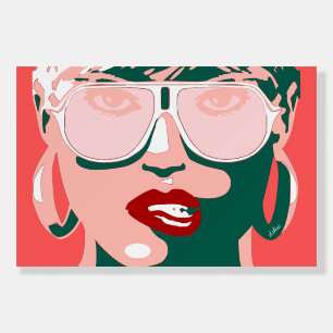 Pop Art Pretty Woman Sunglasses Red Lipstick Foam Board