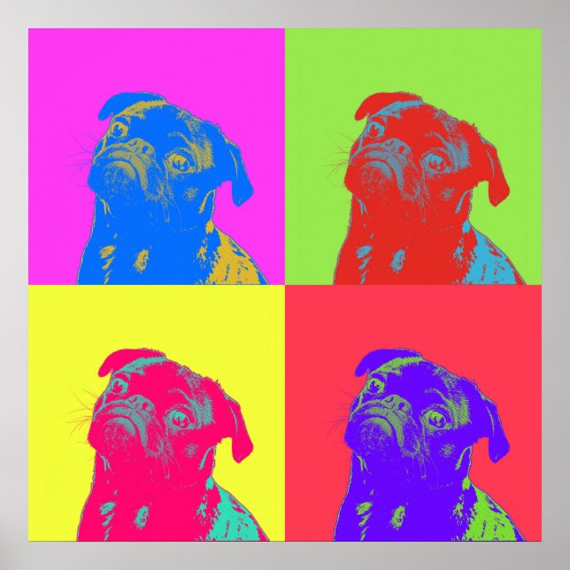Pop Art Pug Portrait Poster (Front)