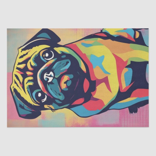 Pop Art Pug Portraits: A Decoupage Delight Tissue Paper (Front)