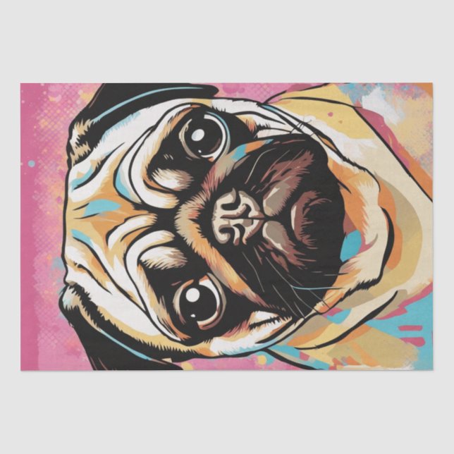 Pop Art Pug Portraits: A Decoupage Delight Tissue Paper (Front)