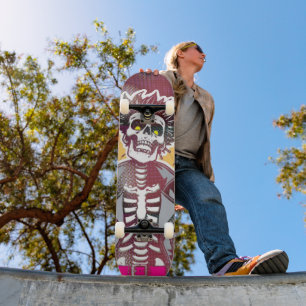Pop Art Punk Skull Halftone Skateboard