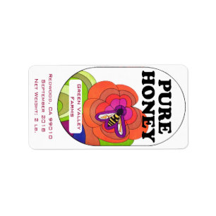 Pop Art Pure Honey 2 lb. Golden Honey Jar Label