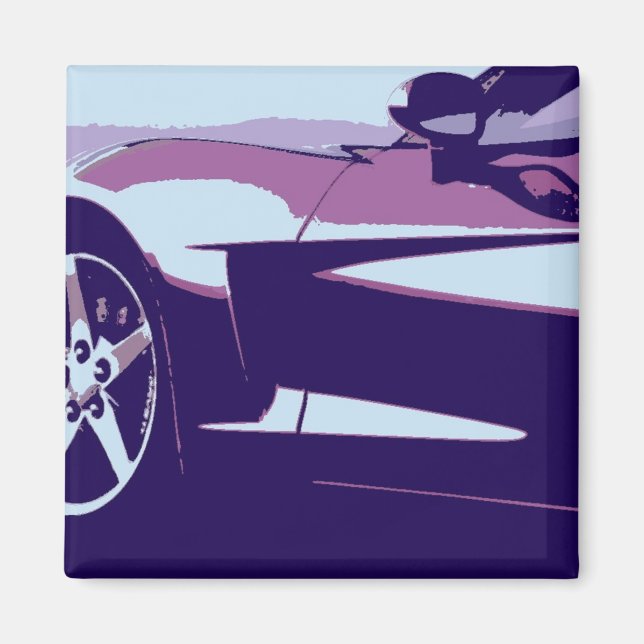Pop Art Purple Corvette Magnet (Front)
