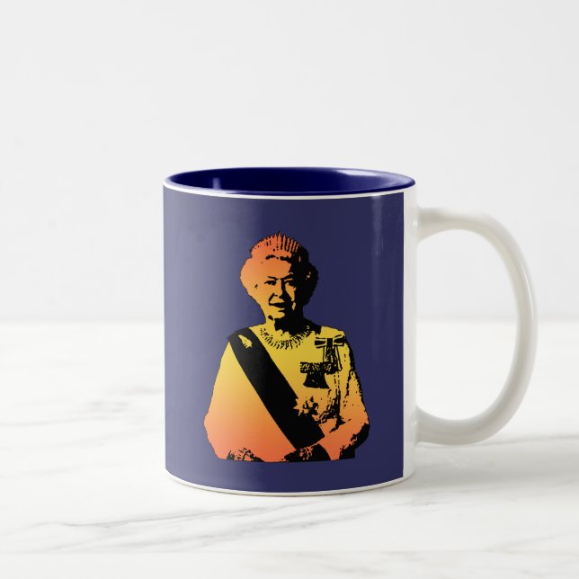 Pop Art Queen Elizabeth Two-Tone Coffee Mug (Right)