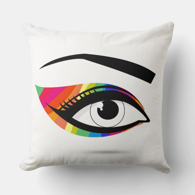 Pop Art Rainbow Eyeshadow Throw Pillow (Front)