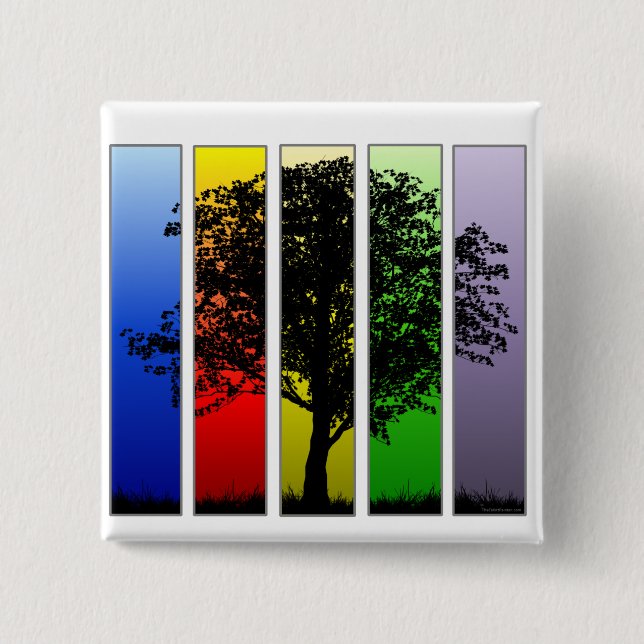 Pop Art Rainbow Tree Button (Front)
