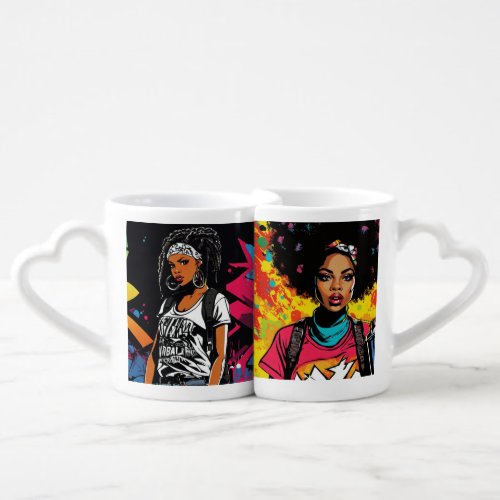 Pop Art Rebel  Woman in edgy pop art attire   Coffee Mug Set
