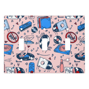 pop art record collector music lover vintage heart light switch cover