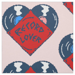 pop art record music lover vintage heart album fabric