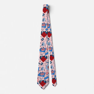 pop art record music lover vintage heart pink neck tie